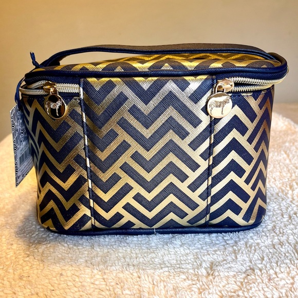 NWT Dabney Lee Designer Makeup or Travel Bag in Gold and Black. Chic design - Picture 5 of 9